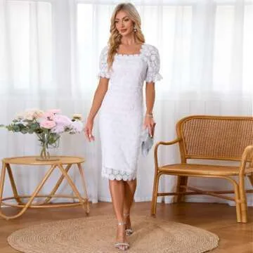 Elegant Floral Lace Off Shoulder Midi Dress