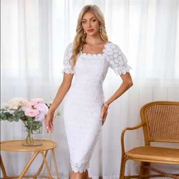 Elegant Floral Lace Off Shoulder Midi Dress