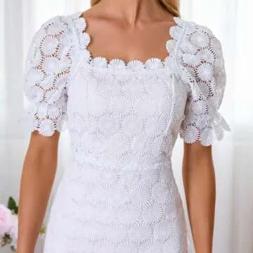 Elegant Floral Lace Off Shoulder Midi Dress