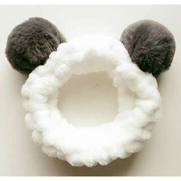 Huachi Headbands Women Washing Face Makeup Girls Baby Cute Elastic Facial Hair Bands Korean Beauty Products Spa Shower Yoga Headwrap Costume Hair Accessories, Animal Panda Ears