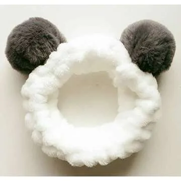 Huachi Headbands Women Washing Face Makeup Girls Baby Cute Elastic Facial Hair Bands Korean Beauty Products Spa Shower Yoga Headwrap Costume Hair Accessories, Animal Panda Ears