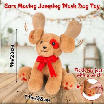 JIAJEGTGT Valentines Day Stuffed Animals, Brown Interactive Dog Stuffed Animals Manual Toy with Ear Standing, Dog Animal Soft Plush Toy, Valentines Day Gifts for Her Kids Girls Boys