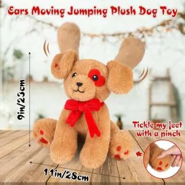 JIAJEGTGT Valentines Day Stuffed Animals, Brown Interactive Dog Stuffed Animals Manual Toy with Ear Standing, Dog Animal Soft Plush Toy, Valentines Day Gifts for Her Kids Girls Boys