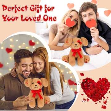 JIAJEGTGT Valentines Day Stuffed Animals, Brown Interactive Dog Stuffed Animals Manual Toy with Ear Standing, Dog Animal Soft Plush Toy, Valentines Day Gifts for Her Kids Girls Boys