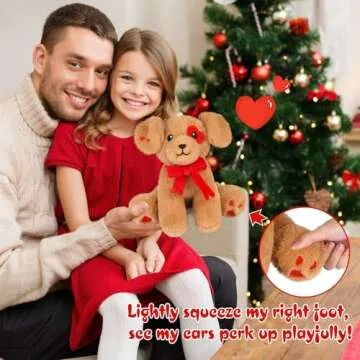JIAJEGTGT Valentines Day Stuffed Animals, Brown Interactive Dog Stuffed Animals Manual Toy with Ear Standing, Dog Animal Soft Plush Toy, Valentines Day Gifts for Her Kids Girls Boys