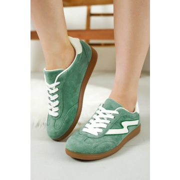 Project Cloud Sneakers for Women - Lace-up Shoes for Women Trendy Women Sneakers, Memory Foam Women's Fashion Sneakers Shoes Women Footwear - Non-Slip Womens Shoes (Irita, Green Multi, 5.5)