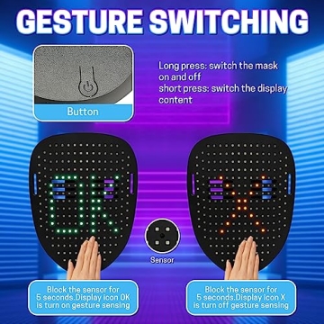 SPONDSOPH LED Halloween Mask with 50 Patterns for Kids