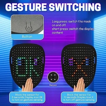 SPONDSOPH LED Halloween Mask with 50 Patterns for Kids