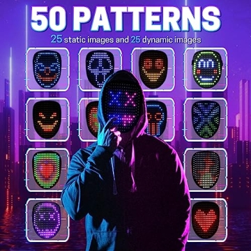 SPONDSOPH LED Halloween Mask with 50 Patterns for Kids