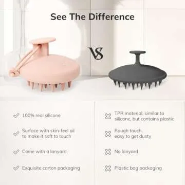 Sndyi Silicone Scalp Massager Shampoo Brush, Hair Scrubber with Soft Silicone Bristles, Scalp Scrubber/Exfoliator for Dandruff Removal, Wet Dry Scalp Brush for Hair Growth & Scalp Care, Pink