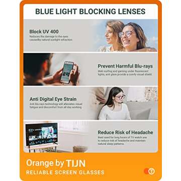 TIJN Blue Light Blocking Glasses Men Women Vintage Thick Round Rim Frame Eyeglasses(Clear)