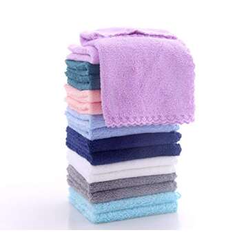 16 Pack Baby Washcloths - Luxury Multicolor Coral Fleece - Extra Absorbent and Soft Wash Clothes for Newborns, Infants and Toddlers - Suitable for Sensitive Skin and New Born - Baby Shower, 10x10 Inch