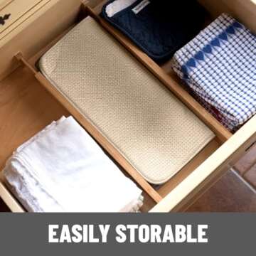 Bellemain XXL Dish Mat 24" x 17" ( LARGEST MAT ) Microfiber Dish Drying Mat , Super absorbent ( Ivory )