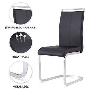 Dining Table Set for 6，White Rectangular MDF Kitchen Table and Leather Dining Chairs Set of 6, 7 Piece Dining Table Set，Modern Metal Frame Dining Room Table Set 6 with Metal Frame For Kitchen