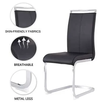 Dining Table Set for 6，White Rectangular MDF Kitchen Table and Leather Dining Chairs Set of 6, 7 Piece Dining Table Set，Modern Metal Frame Dining Room Table Set 6 with Metal Frame For Kitchen