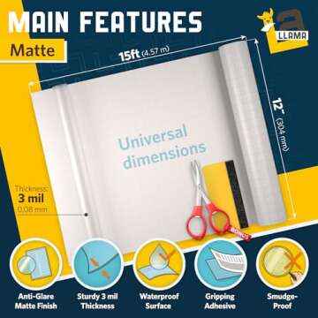 Matte Self Adhesive Laminating Roll 12” x 15ft – 3 MIL Clear Laminate Vinyl Roll for Stickers