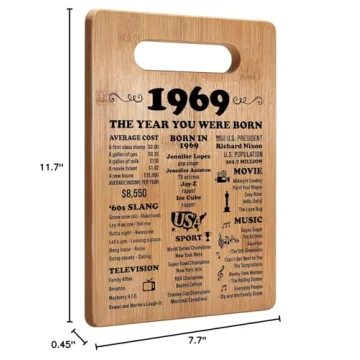 55th Birthday Gifts for Women Men, 1969 Birthday Gifts for Her Him, 55 Years Old Gifts, 55th Birthday Gift Ideas, 55th Birthday Decorations for Women Men, Back in 1969 Cutting Board Gifts