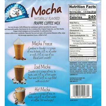 DaVinci Gourmet Frappe Freeze Mocha Coffee Mix - 3 Lb