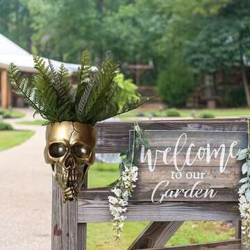 Dolkgy Skull Hanging Plant Pot for Home Décor, Spooky Skull Wall Planters for Indoor Outdoor Plants...