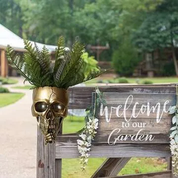 Dolkgy Skull Hanging Plant Pot for Home Décor, Spooky Skull Wall Planters for Indoor Outdoor Plants...