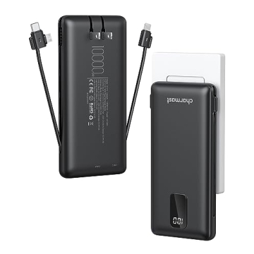 Charmast 10000mAh Portable Charger Built-in Cables Fast Charging