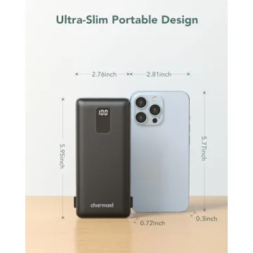 Charmast 10000mAh Portable Charger Built-in Cables Fast Charging