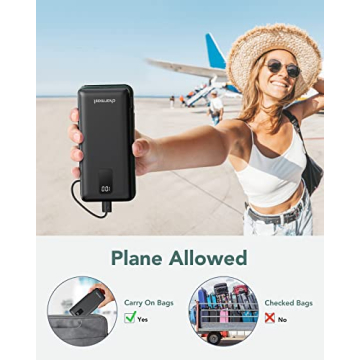 Charmast 10000mAh Portable Charger Built-in Cables Fast Charging