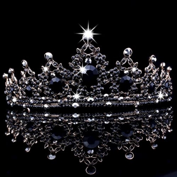 CAVETEE Black Crown for Women - Elegant Baroque Style Headpiece