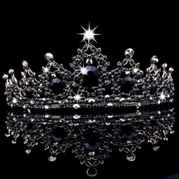 CAVETEE Black Crown for Women - Elegant Baroque Style Headpiece
