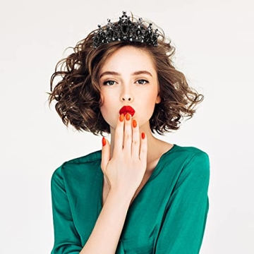 CAVETEE Black Crown for Women - Elegant Baroque Style Headpiece