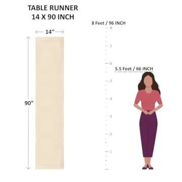 Solino Home Linen Table Runner 90 Inches Long - 100% Pure Linen Light Natural Table Runner 14 x 90 I...