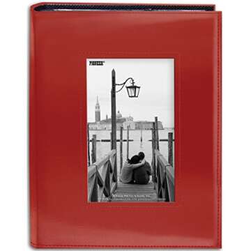 Pioneer 200 Pocket Sewn Leatherette Frame Cover Photo Album, Bright Orange
