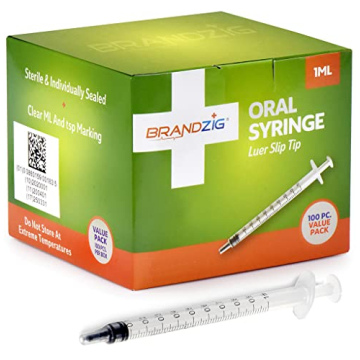 100-Pack Brandzig 1ml Sterile Oral Syringes for Infants and Pets