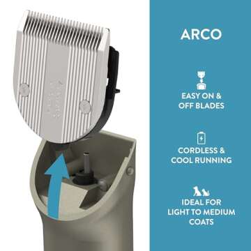 Wahl Professional Animal Arco Pet, Dog, Cat, and Horse Cordless Clipper Kit, Champagne (8786-452)