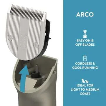 Wahl Professional Animal Arco Pet, Dog, Cat, and Horse Cordless Clipper Kit, Champagne (8786-452)