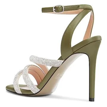 HEUIVZAR Women's Stiletto High Heel Rhinestone Sandals