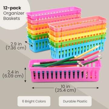 Juvale 12-Pack Pencil Holder Trays and Organization Baskets - Plastic Caddy for Desk and Elementary ...