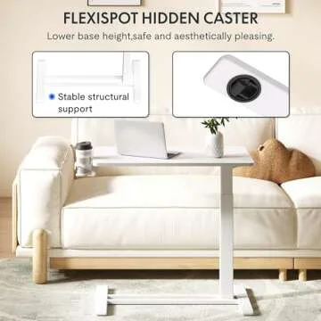 FLEXISPOT Adjustable Overbed Table with Wheels for Convenience