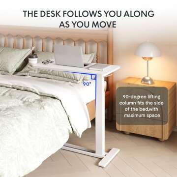FLEXISPOT Adjustable Overbed Table with Wheels for Convenience