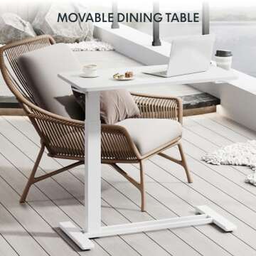FLEXISPOT Adjustable Overbed Table with Wheels for Convenience