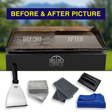 Grillers Choice Griddle Cleaning Kit, Flat Top Grill Set-Cleaning Blocks, Scouring Pads, Cleaning Br...