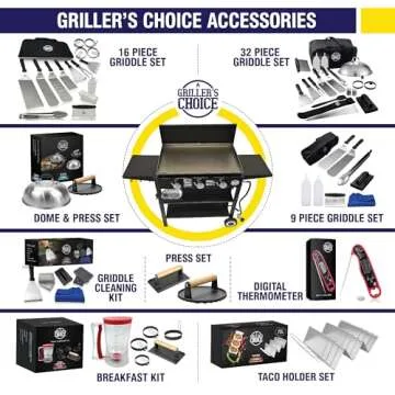 Grillers Choice Griddle Cleaning Kit, Flat Top Grill Set-Cleaning Blocks, Scouring Pads, Cleaning Brush, Scraper. All in One Grill Cleaning Kit (CleaningKitNEW)