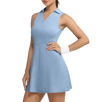Fengbay Women's Tennis Dress – Built-in Shorts, 4 Pockets, Ideal for Sports and Casual Wear