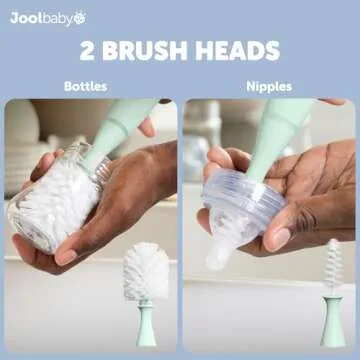 Jool Baby Electric Bottle Brush Cleaner – Faster & Easier Bottle Washing, Ergonomic, Rechargeable, Suction Cup Base (Mint)