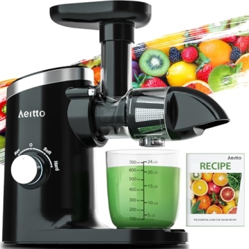 Aeitto Juicer Machines, Cold Press Juicer with Soft & Hard Modes, Quiet Motor, Reverse Function, Jui...
