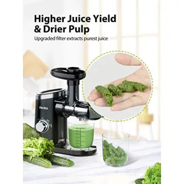 Aeitto Juicer Machines, Cold Press Juicer with Soft & Hard Modes, Quiet Motor, Reverse Function, Juicer Machines Vegetable and Fruit, Juice Extractor, High Juice Yield, Easy to Clean with Brush, Black