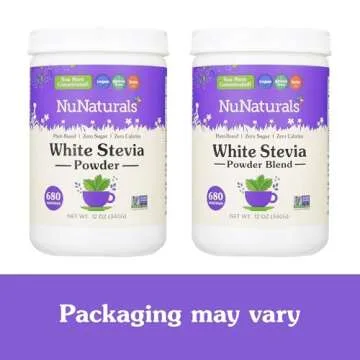 NuNaturals White Stevia Powder, Plant-Based Sugar Substitute, Zero Calorie Sweetener, 12 oz