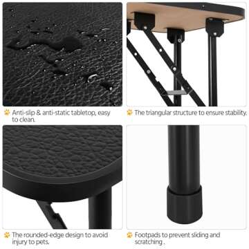 Yaheetech 32-inch Foldable Pet Dog Grooming Table with Adjustable Height Arm Drying Table for Home w/Noose for Small Dogs Cats Non-Slip Maximum Capacity Up to 220lbs Black