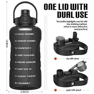 HydroPal Gallon Water Bottle with Straw - BPA Free and Motivational