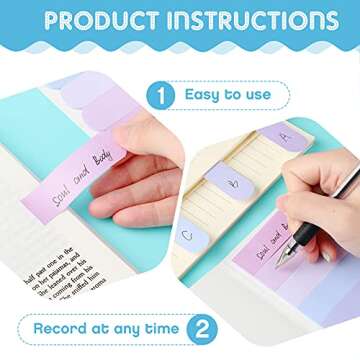 Marspark 960 Pcs Sticky Index Tabs 3 Inch Book Page Sticky Note Tabs, Writable and Adhesive Page Labels Marker Rainbow Colored and Flags for Annotating Books Notebooks Classify Files(8 Sets)